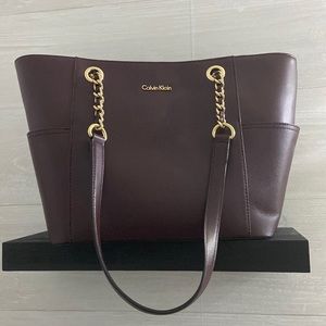 NWT Calvin Klein Brown Leather Tote Bag
